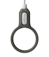 Buckle Finger Ring Strap - A dark grey finger ring accessory with a white Ringke branded buckle attached to a lanyard.