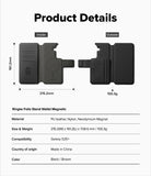 [Combo] Galaxy S26 Plus | Folio Stand Wallet Magnetic + Onyx Magnetic - Galaxy S26 Plus Folio Stand Wallet - Technical diagram showing inside and outside views, dimensions, and specifications.