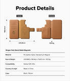 [Combo] Galaxy S26 Ultra | Folio Stand Wallet Magnetic + Onyx Magnetic - Galaxy S26 Ultra | Folio Stand Wallet Magnetic + Onyx Magnetic - Dimensions and features of a brown leather wallet case.