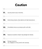 [Combo] Galaxy S26 Ultra | Folio Stand Wallet Magnetic + Onyx Magnetic - A list of five numbered caution guidelines for product care.