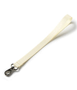 Hand Strap Hook - A cream-colored fabric wrist strap featuring a silver metal lobster clasp on a white background.