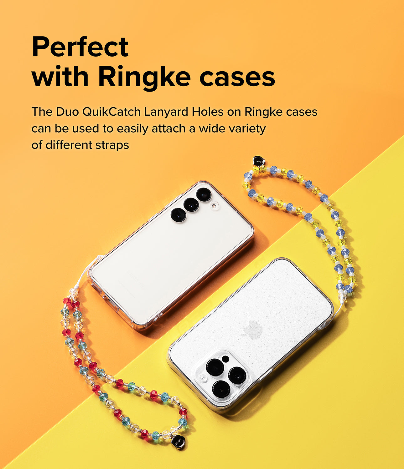 Beaded Strap - Perfect with Ringke Cases. The Duo QuikCatch Lanyard Holes on Ringke cases can be used to easily attach a wide variety of different straps
