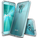 Zenfone 3 Case | Fusion - Clear protective phone case shown from front and back angles on a teal Zenfone 3 device.