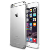 iPhone 6 Plus Case | Slim - Clear protective case on a silver iPhone 6 Plus showing front screen and back logo.