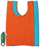 Day-Me Bag - Orange and blue reusable tote bags with a small green folded pouch featuring a Ringke carabiner and strap.