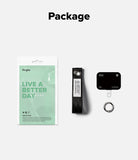 Holder Link Eyelet Keyring - Ringke packaging, black fabric strap with metal eyelet, black card, and silver keyring.