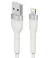 Ringke Fast Charging Pastel Cable - A Type-Lightning - White USB-A to Lightning cable with silver metallic connectors.