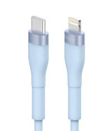 Ringke Fast Charging Pastel Cable - C Type-Lightning - Pastel blue USB-C to Lightning cable with metallic connectors.