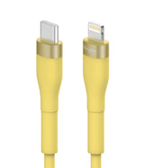 Ringke Fast Charging Pastel Cable - C Type-Lightning - Pastel yellow USB-C to Lightning cable with gold-tone connectors.