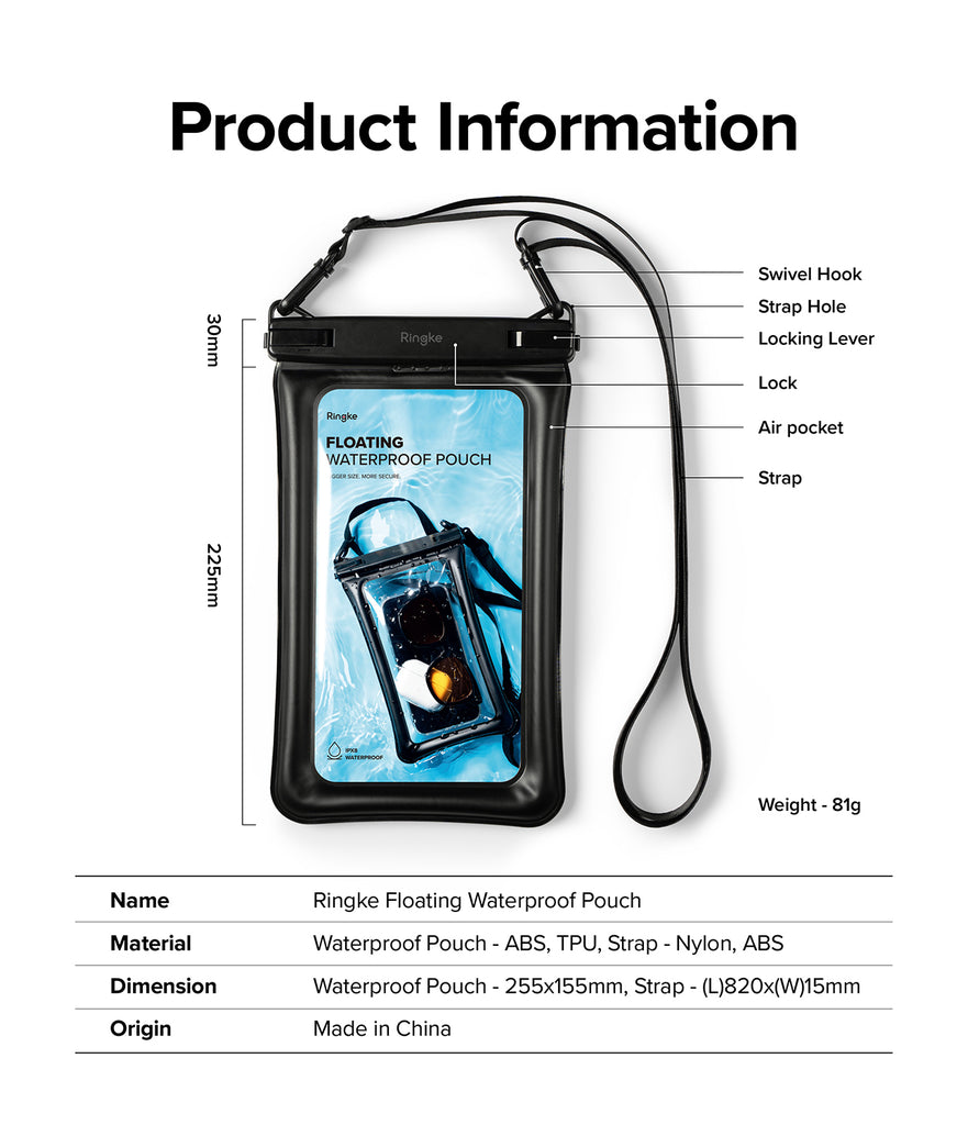 Ringke Waterproof Pouch Case | Floating - One Touch Lock - Floating Air Pockets - Large storage capacity