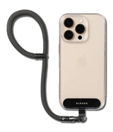 Holder Link Flow Hand Strap P-Type - A black braided wrist strap attached to a clear phone case with a Ringke logo tab.