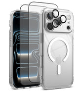 [Bundle] iPhone 17 Pro Max | Fusion Magnetic - Clear MagSafe case with screen protector and camera lens rings.
