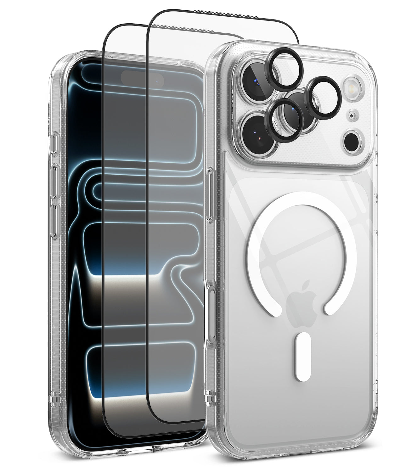 [Bundle] iPhone 17 Pro | Fusion Magnetic - iPhone 17 Pro | Fusion Magnetic - Clear magnetic phone case with screen protector and lens covers on an iPhone.