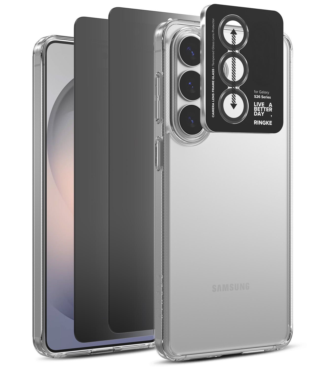 group-Clear / + Privacy Screen Protector & Camera Lens Frame Glass (2P)