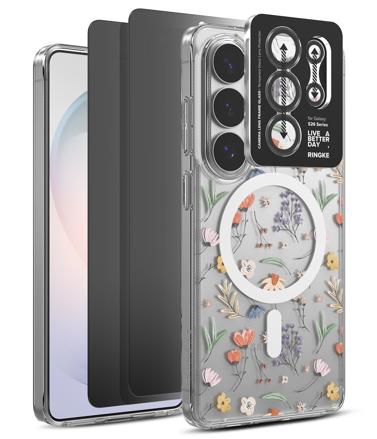 group-Dry Flower / + Privacy Screen Protector & Camera Lens Frame Glass (2P)