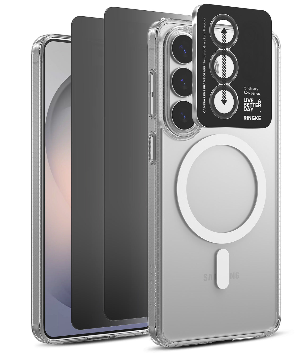 group-Clear / + Privacy Screen Protector & Camera Lens Frame Glass (2P)