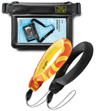 Banana / Black Floating Strap & Waterproof Sling Bag | Waterproof phone case with screen protector and two straps on a white background