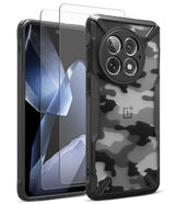[Bundle] OnePlus 13 | Fusion-X - OnePlus 13 phone in a black camo Fusion-X case with two glass screen protectors.