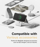 Galaxy S23 Plus Case | Fusion Magnetic Matte - A phone in a magnetic case surrounded by various MagSafe chargers and accessories.