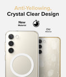 Galaxy S23 Plus Case | Fusion Magnetic Matte - Comparison of a clear, pristine phone case versus a yellowed, scratched one.