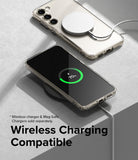 Galaxy S23 Plus Case | Fusion Magnetic Matte - Two phones in clear cases charging wirelessly on a gray surface.
