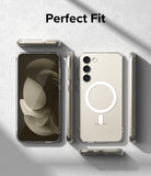 Galaxy S23 Plus Case | Fusion Magnetic Matte - Multiple views of a clear phone case with a white magnetic ring.