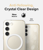 Galaxy S23 Case | Fusion Magnetic Matte - Comparison of a clear, scratch-free case vs. a yellowed, scratched old case.