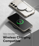 Galaxy S23 Case | Smartphone with wireless charging compatibility feature on a gray surface