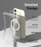 Galaxy S23 Case | Fusion Magnetic Matte - Exploded view of phone case layers showing hard PC, soft TPU, and lanyard holes.