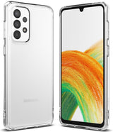 Galaxy A33 5G Case | Fusion - Clear protective phone case shown from back and front angles on a Galaxy A33 5G smartphone.