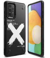 Galaxy A52 5G / 4G Case | Onyx Design - Black phone case with white X graphic and error text, shown from back and front.