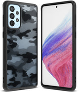 Galaxy A53 5G Case | Fusion - Black camouflage phone case shown from back and front views on a white background.