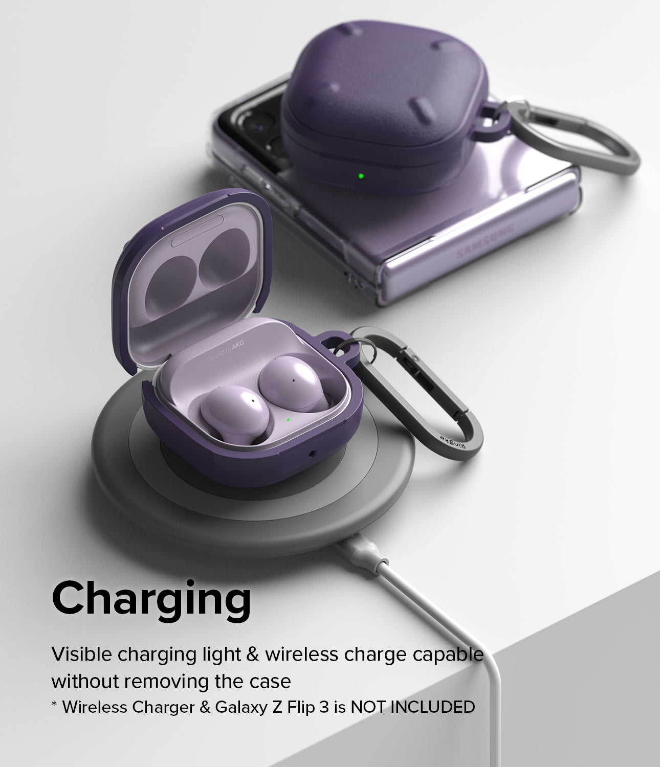 Galaxy Buds FE / 2 Pro / Buds 2 / Galaxy Buds Pro / Live Case | Onyx - Wireless charging compatible.