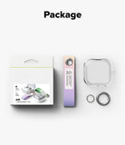 Galaxy Buds 4 Pro / 4 Case | Air - Packaging box, gradient fabric strap, clear protective case, and metal key ring.