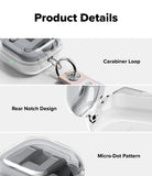 Galaxy Buds 4 Pro / 4 Case | Air - Close-ups showing carabiner loop, rear notch design, and interior micro-dot pattern.