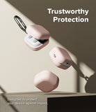 Galaxy Buds 4 Pro / 4 Case | Silicone - Three pink silicone cases for Galaxy Buds floating against a beige background.
