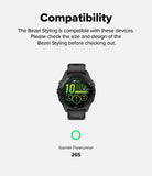 Forerunner 265 | Bezel Styling - Forerunner 265 - A black Garmin Forerunner 265 smartwatch displayed with compatibility text and a green circle icon.