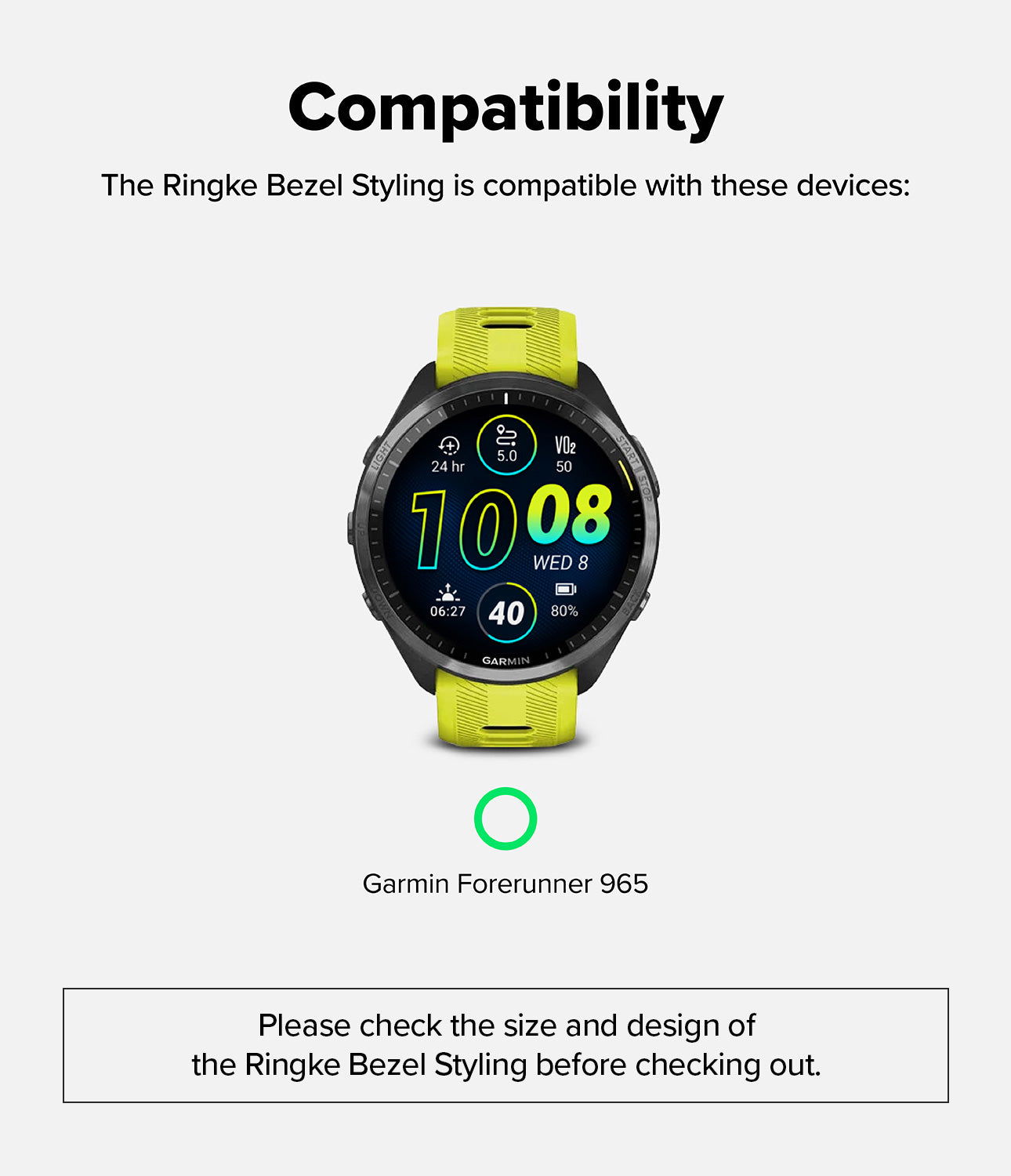 Forerunner 965 Cover | Bezel Styling & Band - 02 (ST) Black / Grayish Black