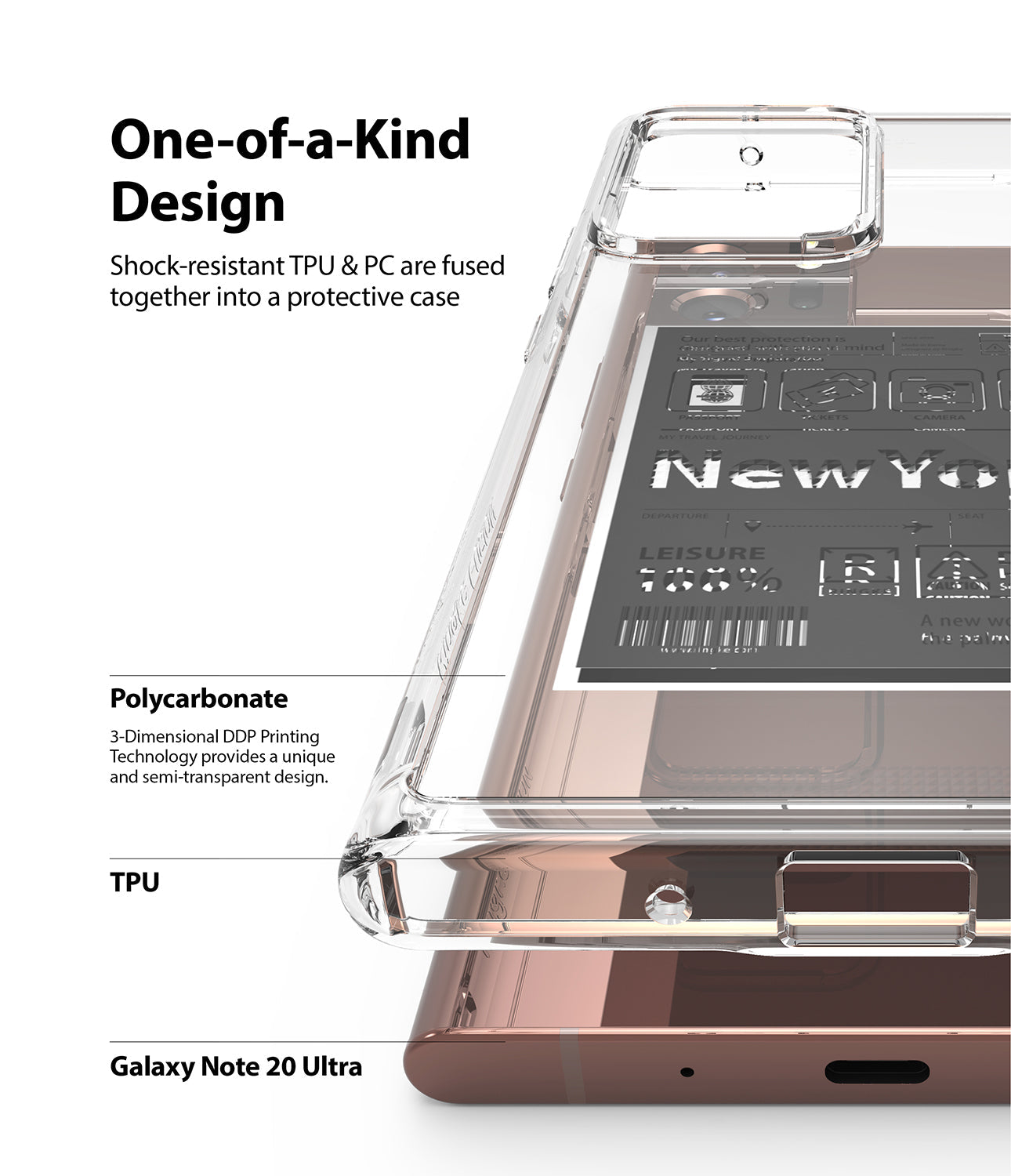 shock-resistant TPU and PC are fused together into a protective case