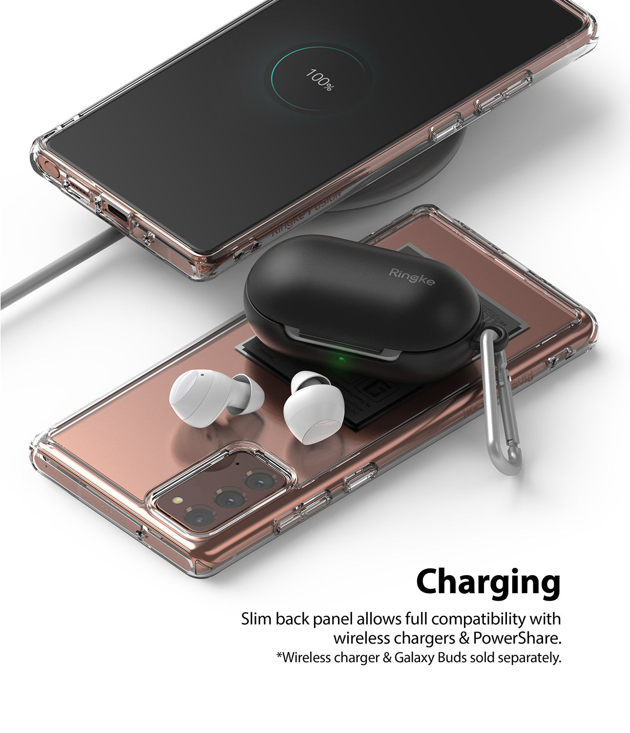 slim back panel allows full compatibility with wireless charging & powershare