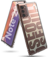 Galaxy Note 20 Case | Fusion Design - Clear phone case with Seoul typography on a bronze Samsung Galaxy Note 20.