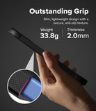 [Bundle] Google Pixel 10a Case | Onyx - Google Pixel 10a Case | Onyx - Hand holding a slim black phone case with textured grip, highlighting 33.8g weight and 2.0mm thickness.