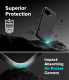 Google Pixel 10a Case | Onyx - Black phone case with military-grade protection, air-pocket corners, and rocky background.