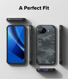 Google Pixel 10a Case | Onyx - Multiple views of a black camouflage phone case for Google Pixel 10a on a light background.