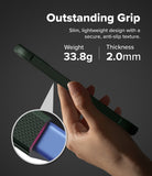 [Bundle] Google Pixel 10a Case | Onyx - Google Pixel 10a Case | Onyx - Hand holding a textured black phone case, highlighting 33.8g weight and 2.0mm thickness.