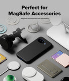 Collection of MagSafe accessories on a white surface with text indicating compatibility with Google Pixel 10a with Ringke Onyx Magnetic Case