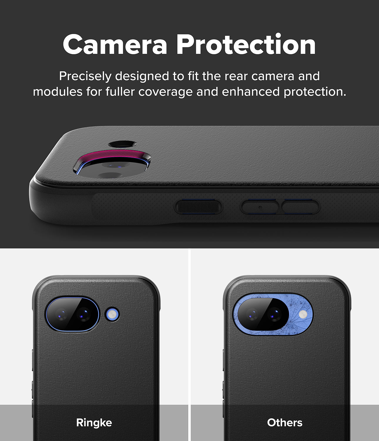 Ringke Onyx Magnetic black rugged phone case for Google Pixel 10a with camera protection feature, showing Ringke branding. 