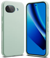 Google Pixel 10a Case | Onyx - Light green phone case shown from back and front with a blue screen display.