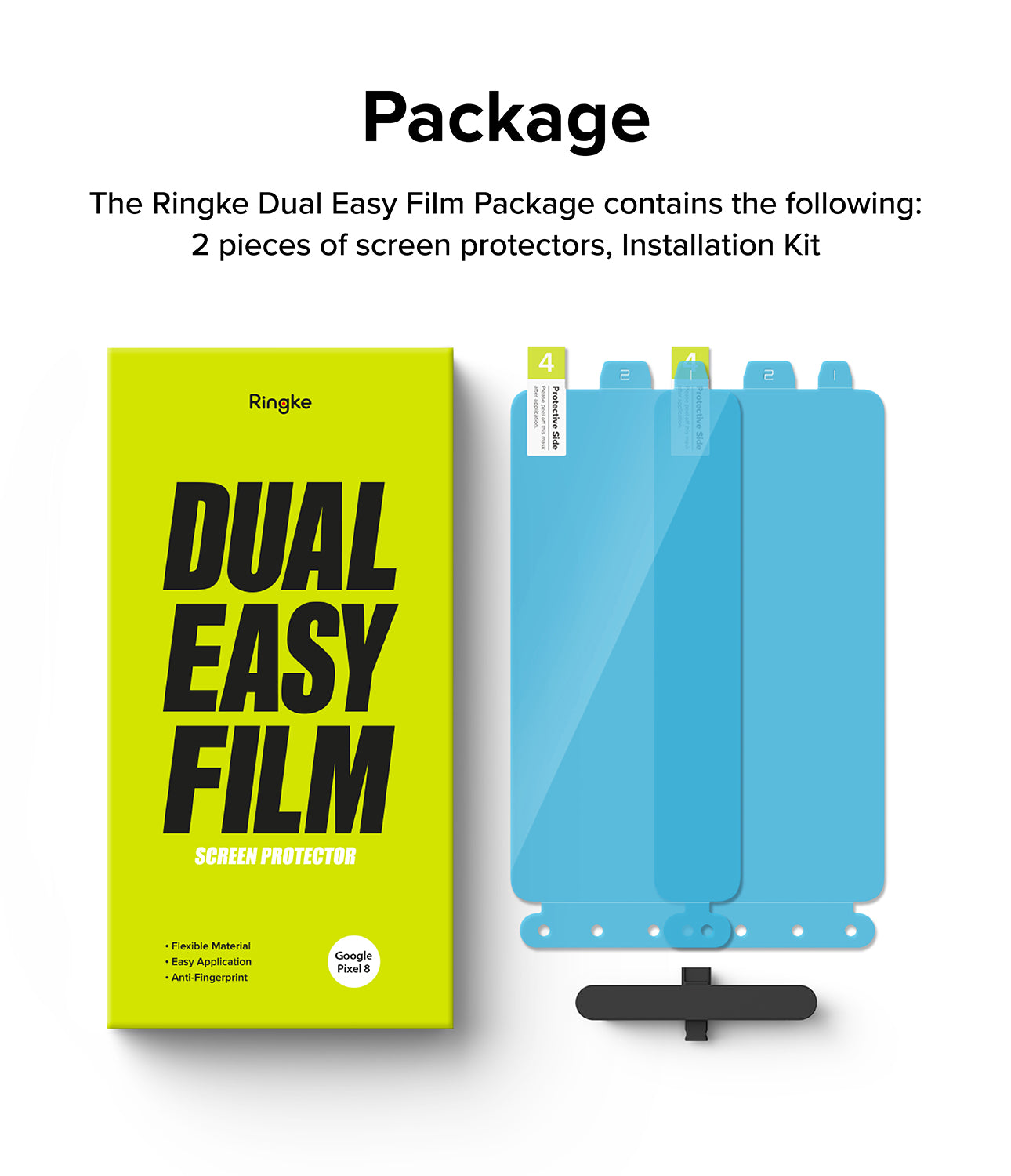 Bảo vệ màn hình Google Pixel 8 | Dual Easy Film-2 miếng bảo vệ màn hình và gói bộ cài đặt