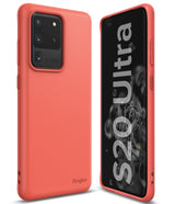 Galaxy S20 Ultra Case | Air-S - Coral pink protective phone case shown from back and front angles.